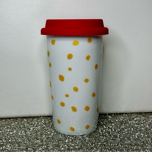 Pier 1 Retired Boston Terrier Ceramic Travel Mug with Red Silicone Lid - Picture 4 of 6